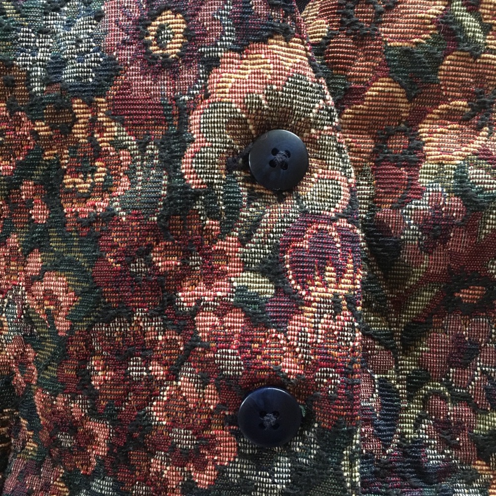 Vintage Floral Tapestry Vest Womens 90s Button Up S - Picture 7 of 7
